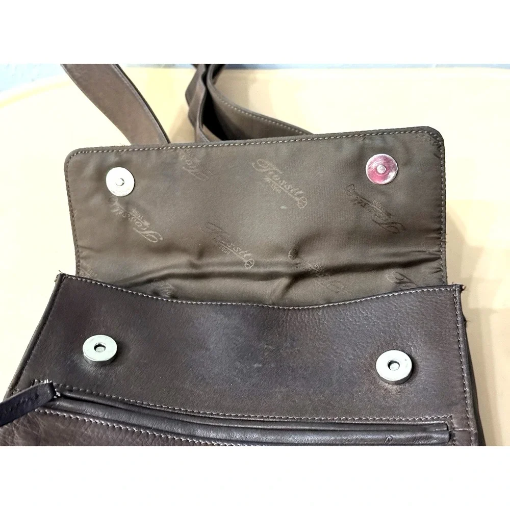 Vintage‎ Fossil Brown Leather Crossbody Unisex Messenger Bag